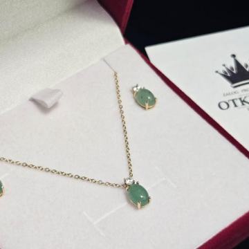 ZLATNI KOMPLET LANČIĆ S PRIVJESKOM + NAUŠNICE 4.37G 14K / R1, RATE !!