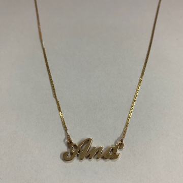 Zlatni lančić 14 karatno zlato s privjeskom ANA