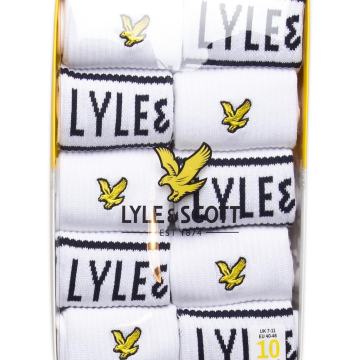 Lyle & Scott čarape (10 pari) NOVO LEE - Obične sportske bijele Račun