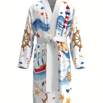 Novi muški kućni ogrtač s nautičkim kružnim uzorkom