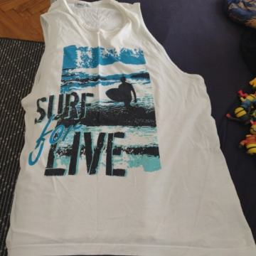 SURF for LIVE okay XXL 60/62 nošena bijela muška majica bez rukava :-)