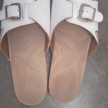 CELINA klompe drvo koža bijele