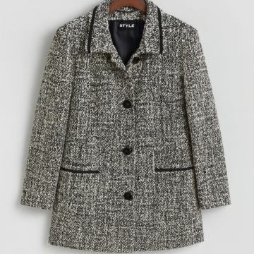 Elegantna crno-bijela tvid jakna – XL vrlo dobro stanje