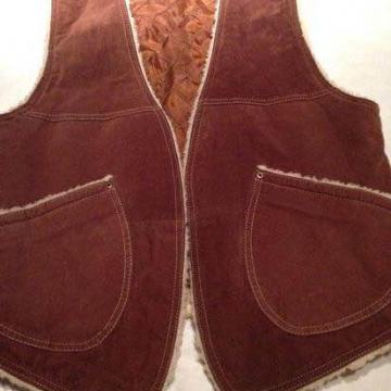 Oversized boho kožni prsluk djilet boje konjaka