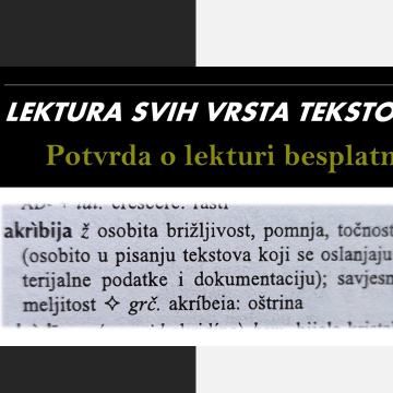 Lektura svih vrsta tekstova. Potvrda besplatna.