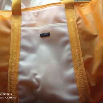 TORBA za plažu - BEACH+FUN-prozirna-Novo-Narančasta