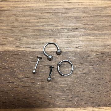 Piercing pirsing čelik - komplet 4