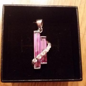 Privjesak, ljubičasti, srebro, 925