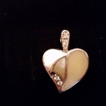 Privjesak srce, srebro, 925, sedef