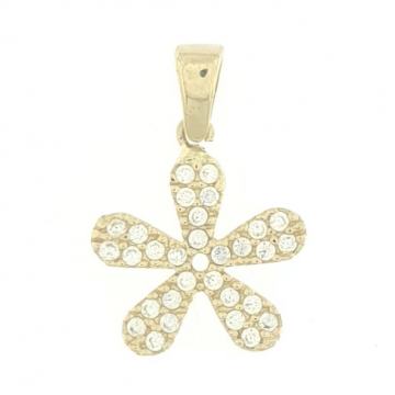 ZLATNI PRIVJESAK CVIJETIĆ CIRKONI 14K (585) 1,03g NOVO • GOLD SHOP •