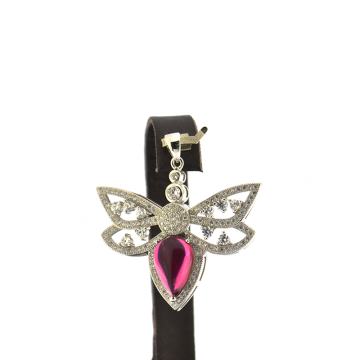 SREBRNI PRIVJESAK LEPTIR SA CRVENIM KAMENOM 9,54g .925, R1, RATE!