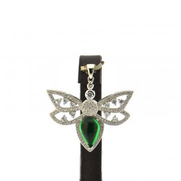 SREBRNI PRIVJESAK LEPTIR SA ZELENIM KAMENOM 9,44g .925, R1, RATE!