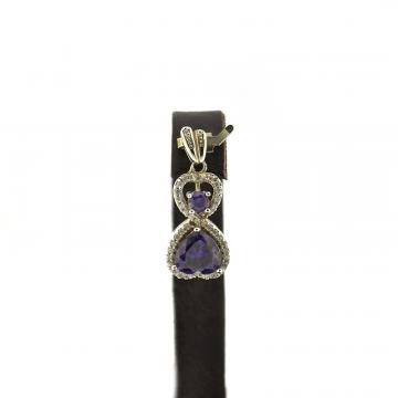 SREBRNI PRIVJESAK SRCE SA LJUBIČASTIM KAMENOM 4,17g .925, R1, RATE!