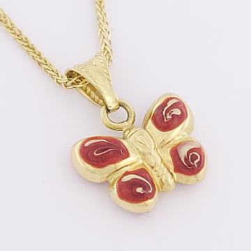 ZLATNI EMAJLIRANI PRIVJESAK LEPTIR 14K (585) 1,39g NOVO • GOLD SHOP •