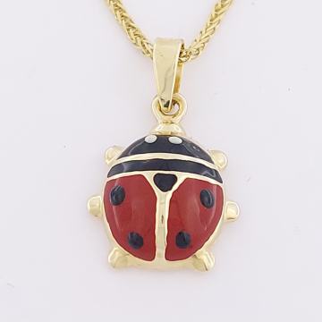 ZLATNI PRIVJESAK OBOJENA BUBAMARA 14K (585) 0,91g NOVO • GOLD SHOP •