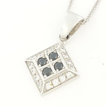 ZLATNI PRIVJESAK CRNI/BIJELI CIRKONI 14K (585) 2,24g NOVO • GOLD SHOP