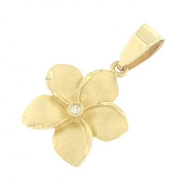 ZLATNI PRIVJESAK CVIJET S CIRKONOM 14K (585) 1,85g NOVO • GOLD SHOP •