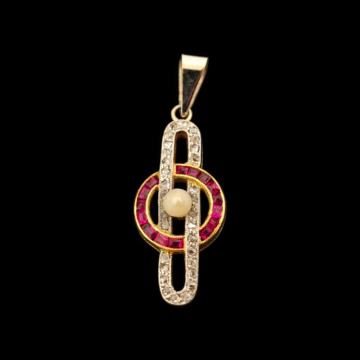 ZLATNI PRIVJESAK S DIJAMANTIMA 4,83G 14K - 0,135ct / R1, RATE !!