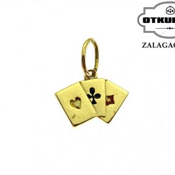 ZLATNI PRIVJESAK KARTE 0.77G 14K /  R1, RATE !!