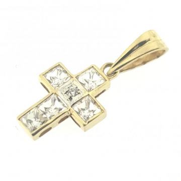 ZLATNI PRIVJESAK KRIŽIĆ S CIRKONIMA 14K (585) 1,12g NOVO • GOLD SHOP •