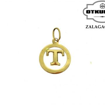 ZLATNI PRIVJESAK "T" 0.56G 14K /  R1, RATE !!