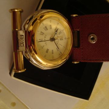 DALVEY - Leather Travel  Clock  Brown Caviar - SNIŽENO !