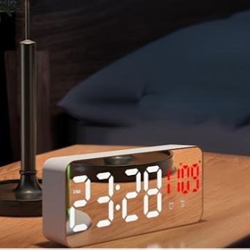 NOVO!! Pametan LED stolni sat i pokazivač tempr. sa efektom ogledala