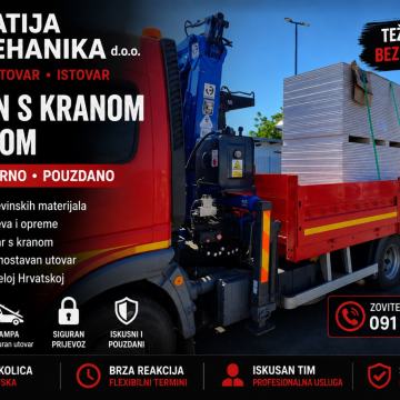 PRIJEVOZ KAMIONOM S KRANOM 3,5 t — ZAGREB — UTOVAR/ISTOVAR