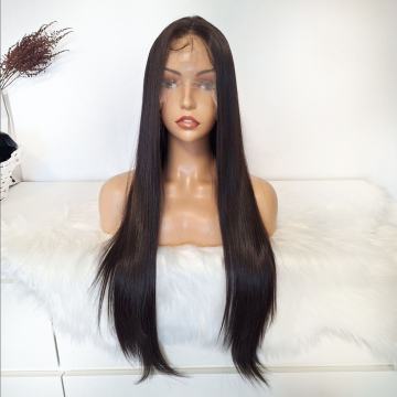 Duga, tamnosmeđa perika s čipkastim prednjim dijelom