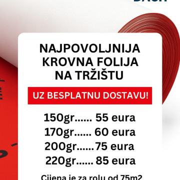 Krovna paropropusna folija! 200gr sa ljepljivom trakom!!! 85eur/rola