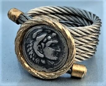 dizajnerski srebrni prsten sa likom Apolona