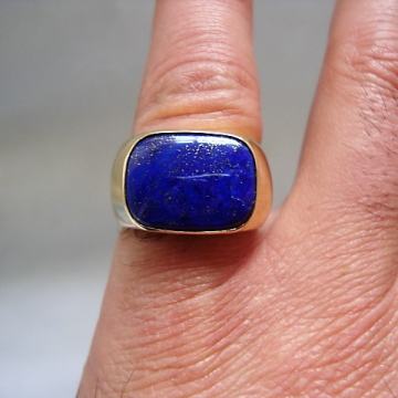 GOLD RING 750 LAPIS LAZULI CABOCHON - ZLATNI PRSTEN 18KT -PEČATNJAK