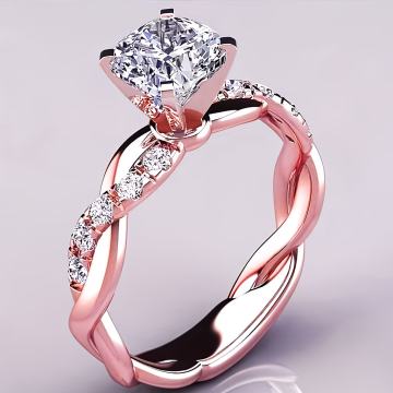 Klasični zaručnički prsten s 4 kraka od kubnog sintetičkog cirkonija