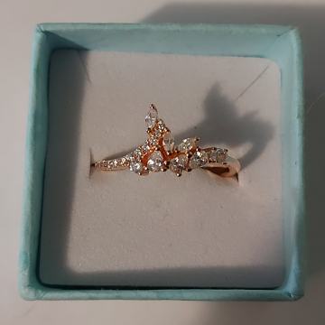 Prsten srebro 925, pozlata 14 kt na srebru, cirkoni, novo