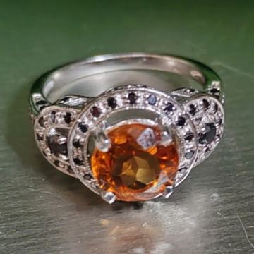 Prsten srebro 925,žuto crni kamen,novo