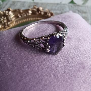 Prsten srebro ljubičasti