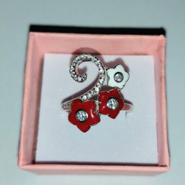 PRSTEN SREBRO PRAVO 925 ŽIG, emajl na srebru, cirkoni, novo