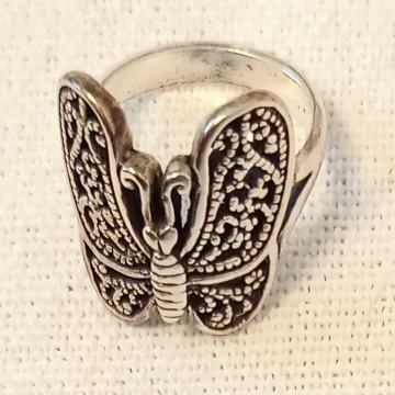 Srebrni prsten, 925 srebro, leptir