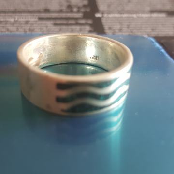 Srebrni prsten (925) ZELENI VALOVI