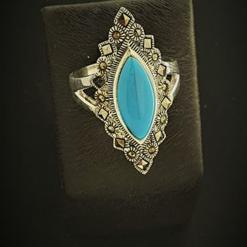 SREBRNI PRSTEN SA TIRKIZNIM KAMENOM .925 6,58G ***DO 12 RATA*** R1!