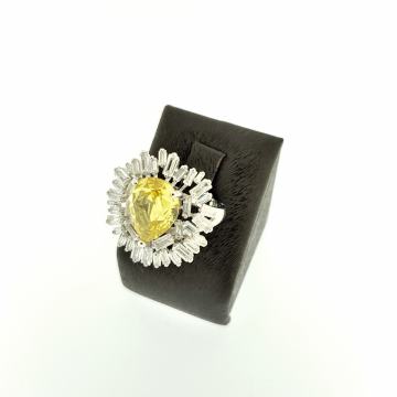 SREBRNI PRSTEN SA CIRKONIMA I ŽUTIM KAMENOM 7,9g .925,  R1, RATE!