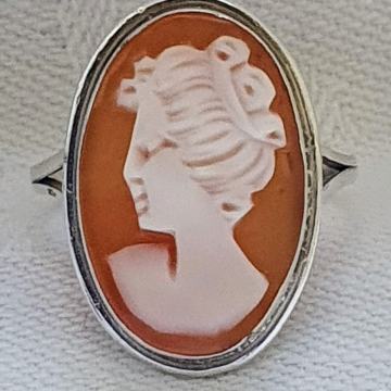 SREBRNI PRSTEN KAMEO LADY ART DECO 800 SREBRO