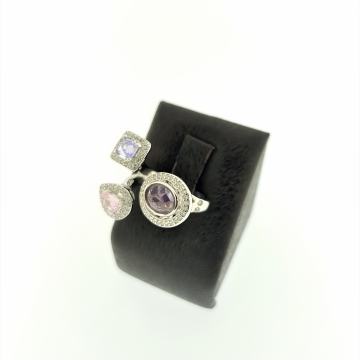 SREBRNI PRSTEN SA LJUBIČASTIM KAMENIMA 4,13g .925, R1, RATE, POVOLJNO!