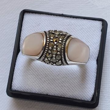 SREBRNI PRSTEN MARKEZITI I SEDEF 925 SREBRO RUCNI RAD