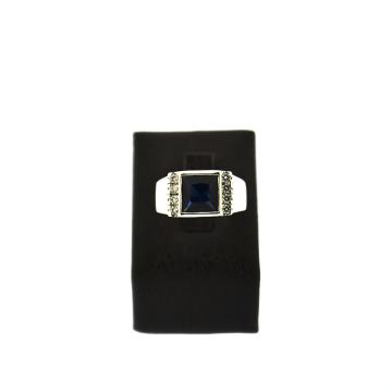 SREBRNI PRSTEN SA PLAVIM KAMENOM 6,51g .925, R1, RATE, POVOLJNO!