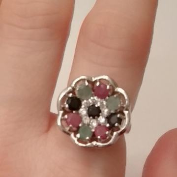 Srebrni prsten, srebro 925, smaragd, rubin, safir