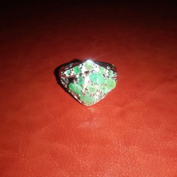 Srebrni prsten sa zelenim kamenjem 925, 20mm, 8g