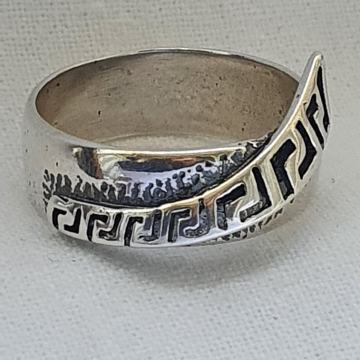 Srebrni prsten meander greek key 925 rucni rad