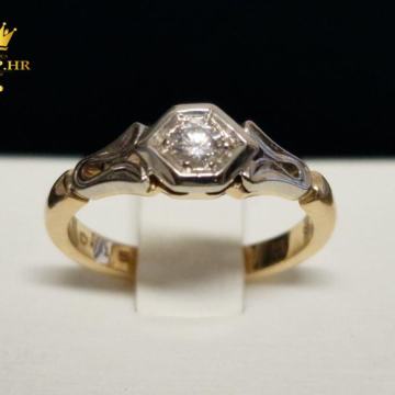 ZLATNI PRSTEN S DIJAMANTOM 0,15ct / R1, RATE !