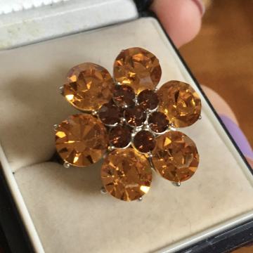 Vintage prsten cvijet narančasti dragulji